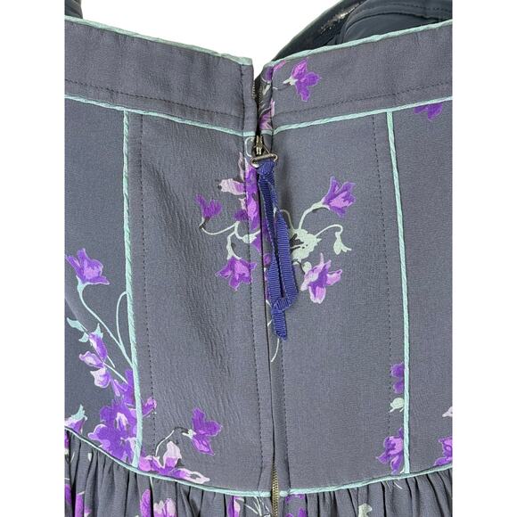 Rebecca Taylor Lily Dress Blue Purple 100% Silk Strapless Boho Mini Dress Size 4 - Picture 5 of 9